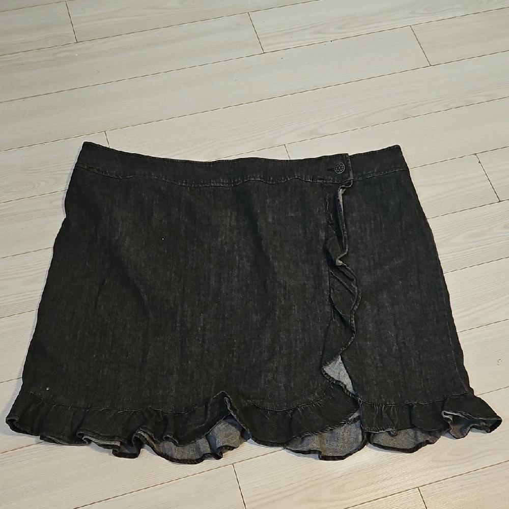 Lane Bryant Womens Dark Denim Jean Skirt Plus Size 28 Pockets ruffle NWOT